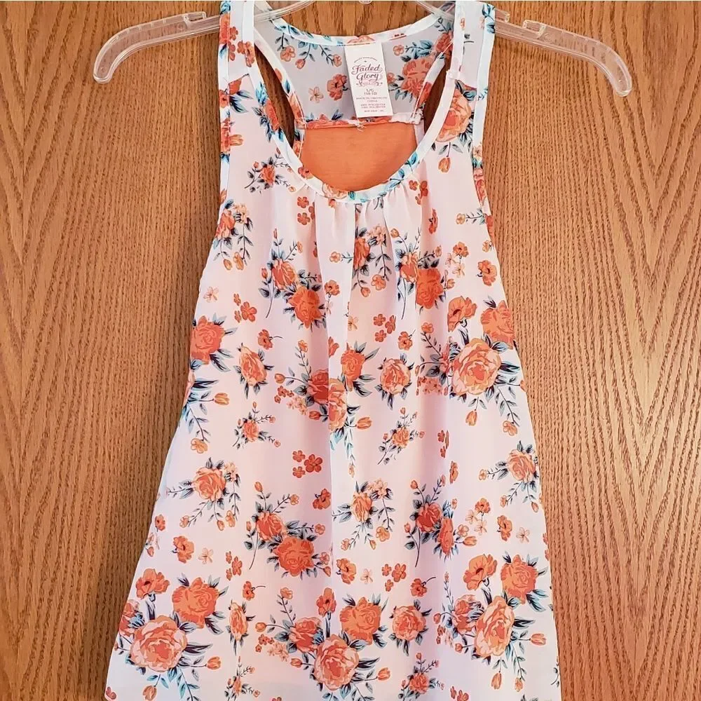 One Piece Layered Girls Flowy Floral Top Sz. 10/12
